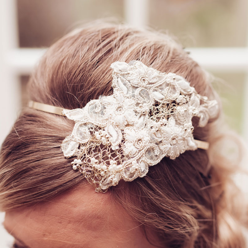 Vintage Lace & Pearl Headdress